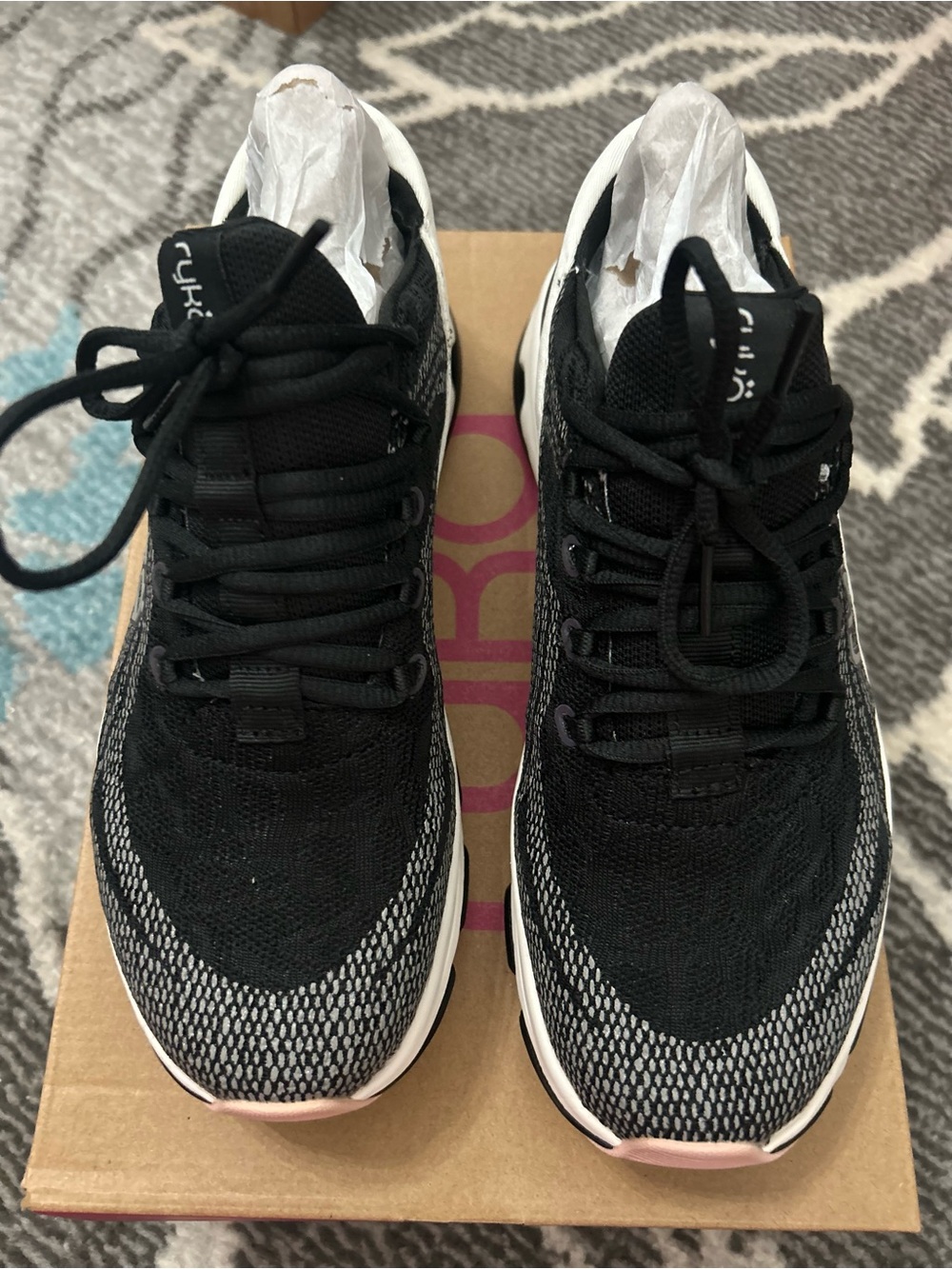 Women’s Ryka Devotion X Black Knit Athletic Sneakers - Lightweight Comfort 7.5